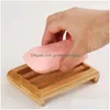 Soap Dishes Natural Bamboo Boxs Tray Holder Bathroom Rack Plate Box Container Drop Delivery Home Garden Bath Accessories Dh5X4