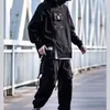 بنطلون الرجال أزياء البضائع رجال أسود التكنولوجيا y2k punk streetwear الأنيقة عارضة النساء harajuku top mobons ribbons