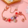 Charm Bracelets Seialoy Rose Gold Color Heart For Women DIY Fish Bead Bracelet Jewelry