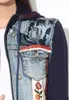 Giacche da donna Giacca in denim con maniche in maglia patchwork ricamata con paillettes irregolare singola originale spagnola 230731