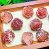 Charms 5PCS Nartural Red Fire Quartz Hematoid Rose Flower Pendant Crystal Carving Polishing Mature Charm Jewelry Birthday Present