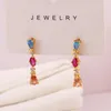 Dangle Earrings 2023 Genuine Zircon Earring For Women Transparent Red/Green Zirconia Gorgeous Drop Wedding Jewelry Gift