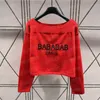 Letter Jacquard Knitted Sweaters Women Designer One Shoulder Long Sleeve Pullover Knits Shirts Hoodie Tops