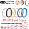 Navel Bell Button Rings 10/50Pcs Wholesale Hoop Earring G23 Nose Ring For Women Piercing Jewelry Lip Ear Ring Hoop Mixed Color Body Clips Hinge 230731