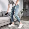 Hommes Jeans Foufurieux Hommes D'été Trous Hip Hop Pantalon Denim Rayé Lâche Garçons Pantalon Haute Rue Déchiré Harajuku