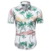 Mäns avslappnade skjortor camisa de manga corta con estampado rayas para hombre blusa informella botones cuello vuelto ropa verano nueva moda