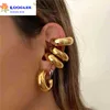 Europejska i amerykańska gorąca wyprzedaż klip z kości w kształcie C, wysokiej klasy kolczyki, przebite ucha plamione 18K Real Gold Fashion Model