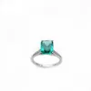 حلقات الكتلة 2023 Fashion S925 Silver inlaid Blue Green Color Topaz Ring European and American Small Small Growd Womence's