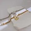 Charm Armbanden Mode Hart Roestvrij Stalen Armband Voor Vrouwen Vintage Gold Plating Punk Dikke Ketting Op Hand Sieraden