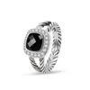 Bandringar Twisted Wire Prismatic Black Womens Fashion Sier Plated Micro Diamonds Trendiga mångsidiga stilar släpp leverans smycken ring dhxng