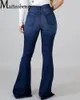 Jeans femme taille haute Stretch trous cassés évasé Style britannique pantalon dames quotidien confortable décontracté Denim pantalon 230731