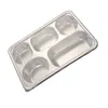 Dinnerware Sets Dishes Lunch Compartment Rectangle Boxes Divided Serving Rectangular Stainless Steel Tray