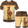 Mężczyzny Man Man Summer Short Sleeve Africa Drukuj Teesshortssuits FolkCustom T Shirt Shorts Tracksuit ustawił afrykańskie ubrania dla mężczyzn ponadwymiarowy 230801