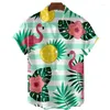 Camisas informales para hombre con estampado de flamencos para hombre moda playa vacaciones manga corta Top Streetwear 2023 ropa masculina
