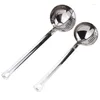 Skedar 2 i 1 soppsked Lång handtag Hemma Slödsfilter Rostfritt stål Matlagning Colander Kitchen Porridge Scoop Tablesformulär Tool