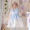 Casual klänningar harajuku gotisk mode vit lolita klänning kvinnor temperament smala söta kawaii jsk flickor viktorianska söta parti vestidos