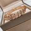 Bangle European Jewelry 925 Sterling Silver Zircon Elastic Snake Bone Armband Women's High-End Fashion Luxury Brand Party 230731