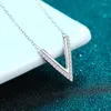 Pendants JECIRCON 0.19ct D Color Moissanite Necklace For Women 925 Sterling Silver V Shape Diamond Pendant 18K White Gold Simple Jewelry