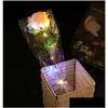 Party Decoration Glowing Artificial Roses Flowers Led Light Up Long Stem Fake Silk Rose för DIY Bouquet Table Centerpiece Home Atmosp