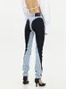 Jeans da donna 2023 Trendy Color Contrast Patchwork Skinny Stretchy Denim Matita Pantaloni Donna Vita alta Bodcyon lavato ZN227