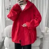 Męskie okopy płaszcze 2023 Kurtka w stylu Hongkongu moda luźna duża rozmiar zamków z kapturem z kapturem z mężczyznami