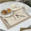 Matten Pads Top Designer Placemat Linnen Restaurant Tafelmat Imitatie Water Luxe Dineren Decoratie Huishoudtextiel Rec Drop Deliver Dh1Bs