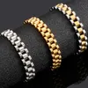Charm Bracelets 10MM Wide Watch Strap Chain Bracelet Men Luxury Banhado A Ouro Aço Inoxidável Para Mulheres Anel De Dedo Masculino Na Mão Jóias 230801