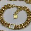 Design Skeleton Jewelry Chunky Chain Gold-Plated Stainless Steel Necklace Bracelet Skeleton Geometric Square Charm Bracelet Simple Personalized Jewelry Set