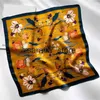 Halsdukar 100% Real Silk Square Scarves Women Bandana Högkvalitativt tryckt Foulard Hair Tie Soft NeckerChief J230801