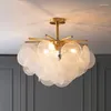 Lustres Led Pingente Lâmpada Luz Simples Lustre de Cristal Moderna Sala de Estar Cobre Nórdico Quarto Criativo Moda Luxo Vidro Jantar