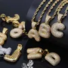 قلادات قلادة مخصصة AZ 26 Letters اسم المثلجة Out Gold Clic Zircon Hip Hop Jewelry Drop 230801