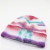 Prix d'usine des bérets ! LOGO personnalisé gratuit Design hiver Tie-Dyes Melon Skin Beanie Warm Bonnet Casual Cap Adult Knit Hip Hop Caps