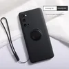 voor S21FE Phone Case Note20ultra Vloeibare Siliconen Ring Beugel Volledige Cover Lens Protector