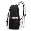 Sacs d'école Fengdong grands sacs d'école pour adolescentes Port USB toile cartable étudiant livre sac mode noir rose adolescent école sac à dos 230801
