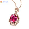 New pigeon's blood ruby tourmaline plated rose gold openwork pendant European and American full diamond teardrop-shaped love pendant temperament