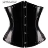 Gotik fetiş siyah underbust korse pvc vinil büstiyer dantel up üst punk s-2xl gövde shaper235b