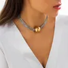 Choker Punk Multi-Couche Collier Géométrique Sphère Pendentif Pour Les Fêtes Et Usage Quotidien Femmes Filles