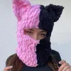 Wide Brim Hats Bucket Female Warm Balaclava Hat Winter Knitted Ear Flaps Neck Scarf Women Party Headwear Lady Fashion Holiday Headgear 230801