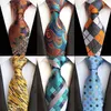 Neckband Fashion 8cm Floral Mens Tie Green Yellow Plaid Paisley Jacquard Weave Slips Suit Business Wedding Accessories 230801