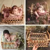 Keepsakes Born Pography Props Retro Rattan Basket Chair Infant Po Recien Baby Girl Boy Posing Bed Bakgrund POGRAFI ACCTIOR 230801