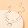 Chaînes Style Bohème Simple Double Cercle Géométrique Pendentif Collier 2023 Mode Chaîne En Métal Bijoux Fabricants Ventes Directes