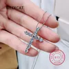 Hangers 3mm Ronde Cut D VVS1 Moissanite Cross Ketting Voor Vrouwen 925 Sterling Zilver Christian Diamond Neck Chain