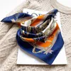 Halsdukar 100% Real Silk Square Scarves Women Bandana Högkvalitativt tryckt Foulard Hair Tie Soft NeckerChief J230801