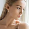 Stud Trendy 14K Gold Plated Earrings Silver Hoops 925 Dangle Earrings for Women Lever Back Earring Drop Girls Jewelry 230731