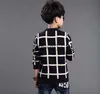 Cardigan 2023 가을 겨울 영국 스타일 New Kids Boy Plaid 스웨터 코트 어린이 옷 아기 Jacquard Cotton Boys Pullover 410y J230801