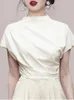 Women's Two Piece Pants SMTHMA Summer Clothing 2023 Fashion Elegant Style Set White T-Shirt Top Wide Leg Suit