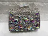Kvällspåsar Chaliwini Luxury Emerald Rhin2023One Clutch Bag för kvinnlig bröllop Brudväska Party Gold Silver Ladies Chain