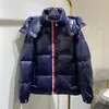 Designerska męska puffer kurtka moda haftowa odznaka damska kolorowy pasek Placket parkas zip u góry kurtki płaszcze ciepłe zimowe męskie