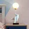 Bordslampor lekfullt chic tecknad björnlampa med unik 3D -tryckt månlampskärm nattljus för lekfull inre dekor