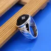 Cluster Rings Ziqiudie S925 Sterling Silver Plated White And Black Agate Ring Classic Men's Women's Models Thick Wine Party